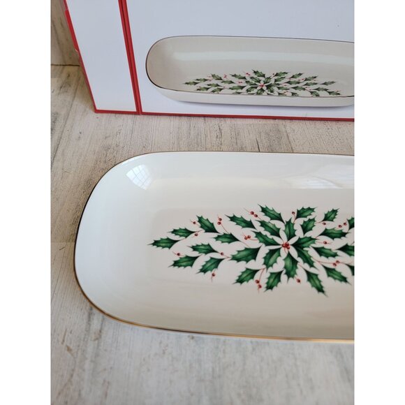 Lenox‎ NEW holiday bread tray serving platter mistletoe Xmas home decor - Picture 2 of 8